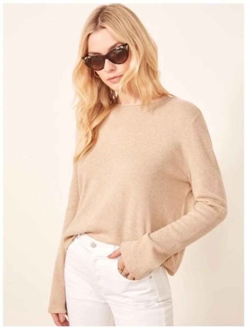 Reformation cashmere 'Boyfriend' sweater, tan, XS/S